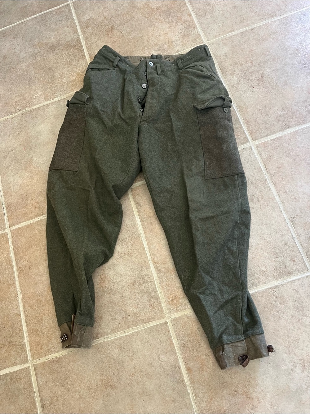 WW2 made in Sweden 100% wool fatigue trousers NEW! Waist 37” waist inseam is 31”